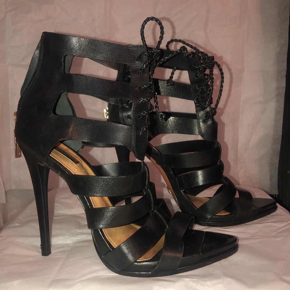 Schuts  black lace up gladiator heels
